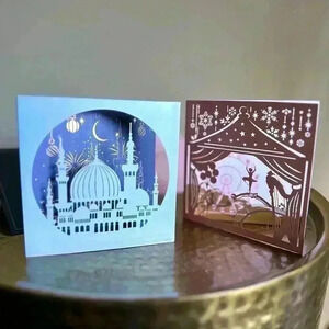 8xExquisite Lacer Cut Gold Foil Greeting Card